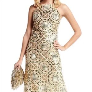 NWT Nicole Miller Size 6 Emerald Geo Sequin Gown